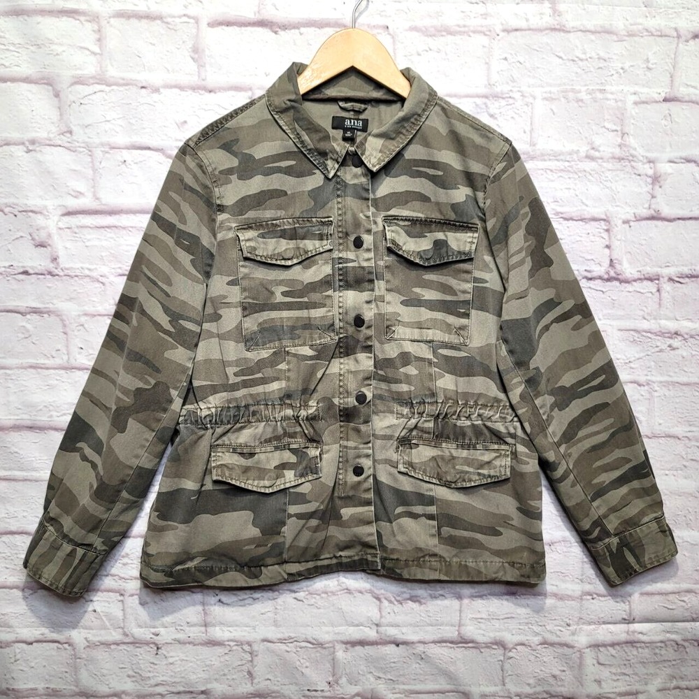 ANA A New Approach Jacket Womens XL Green Camo Military‎ Streetwear Y2K Style